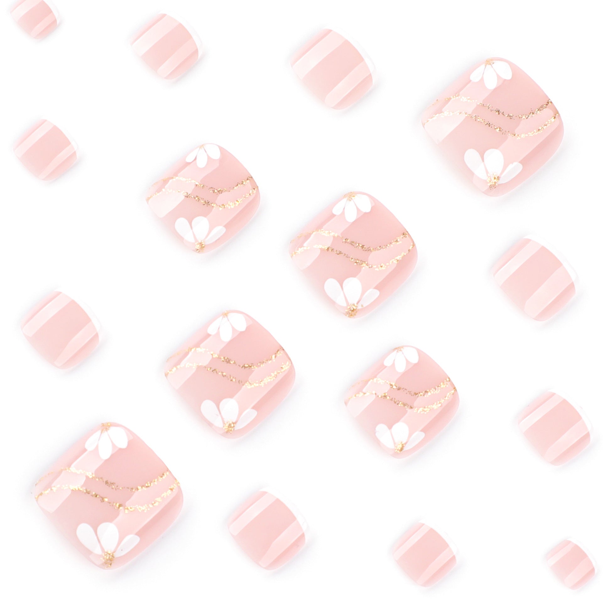 No.648 White Petals Toenails Patch 24pcs/Set