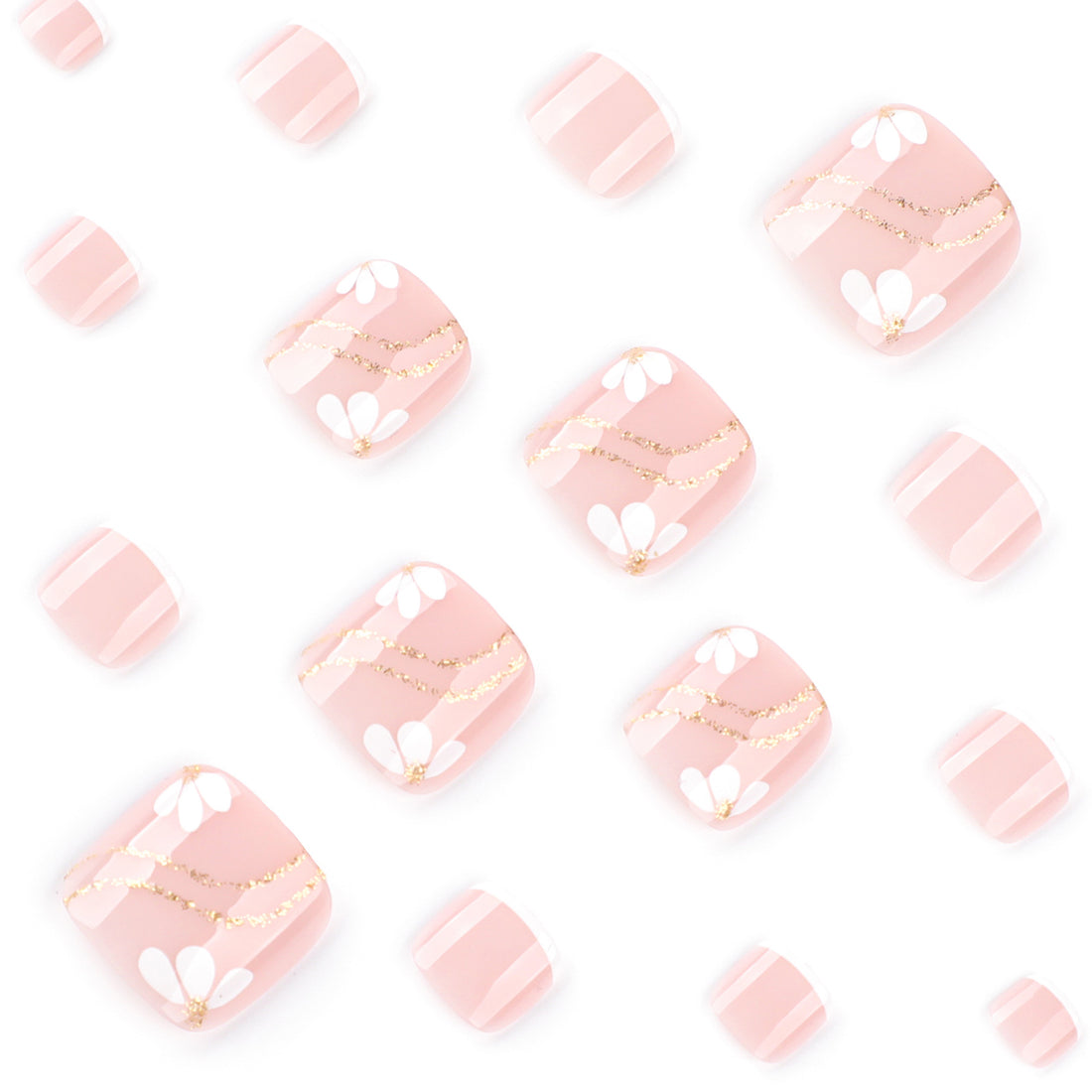 No.648 White Petals Toenails Patch 24pcs/Set