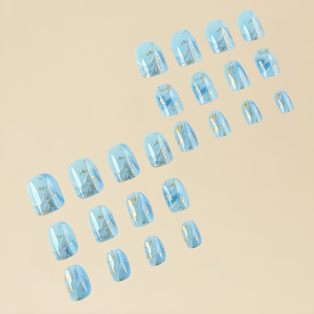 No.F11 Blue Waves Fingernails Patch 24pcs/Set