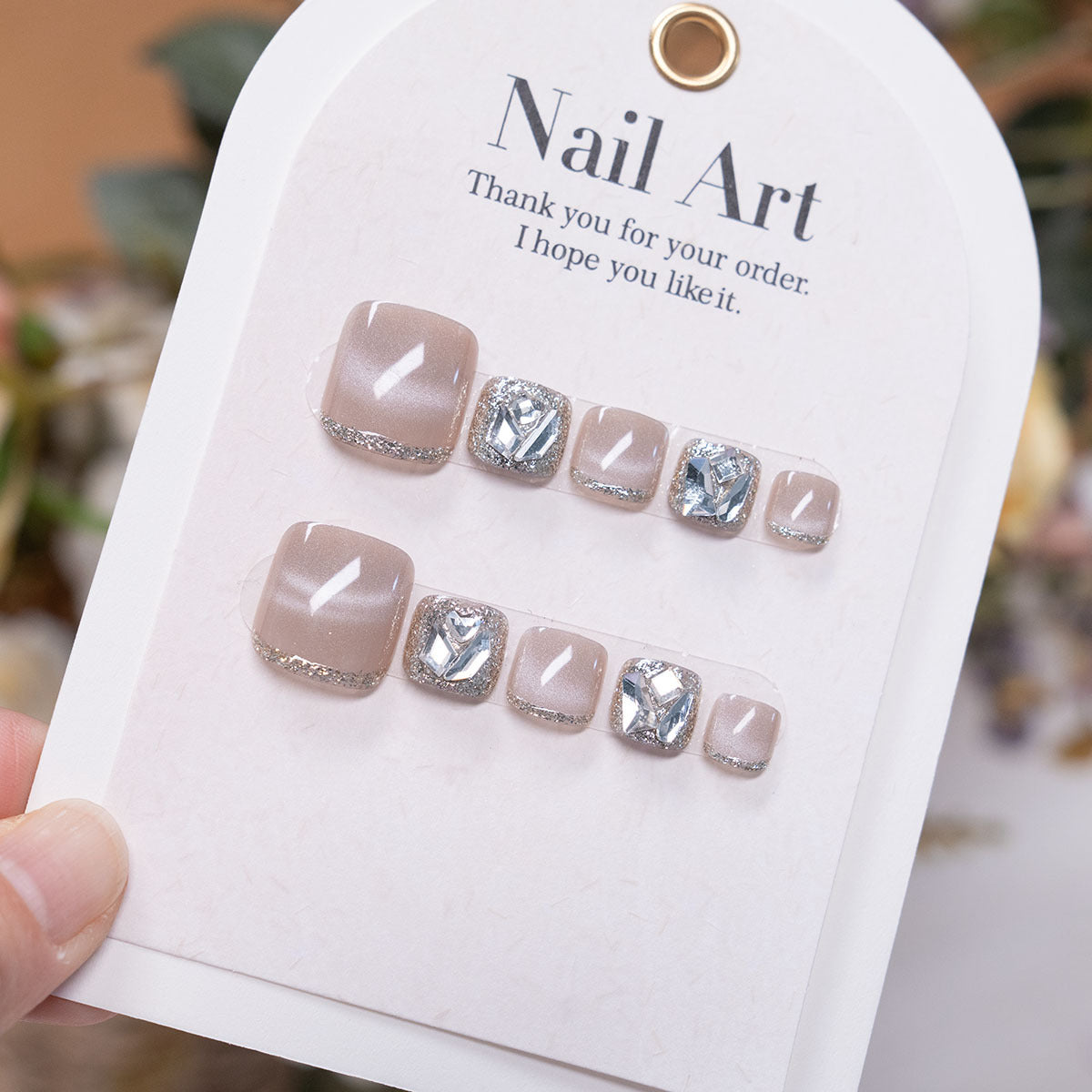 No.799 Pink Cat's Eye Toenails Patch 24pcs/Set
