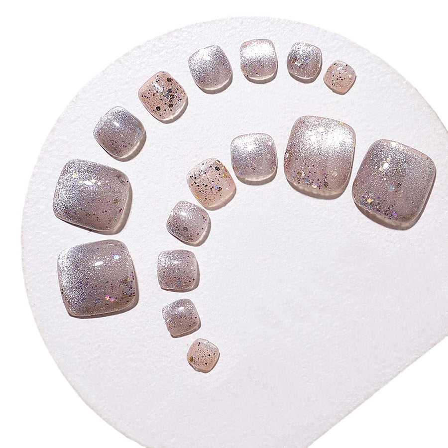 No.153 Glitter Cat's Eye Toenails 24pcs/Set