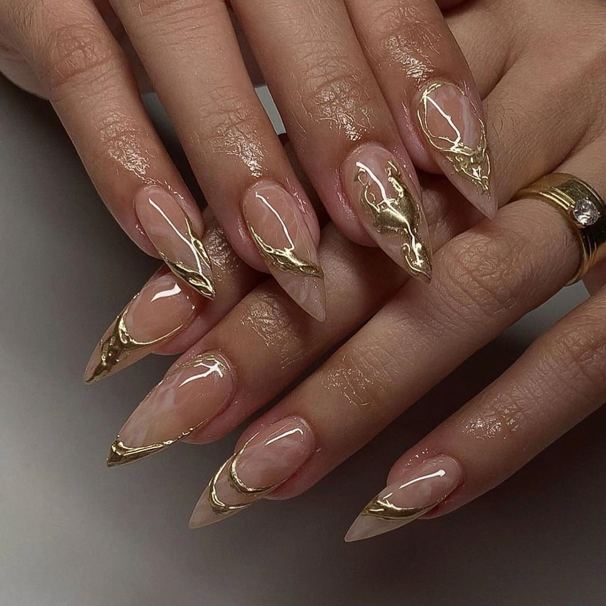 No.F697 Gold Fingernails Patch 24pcs/Set
