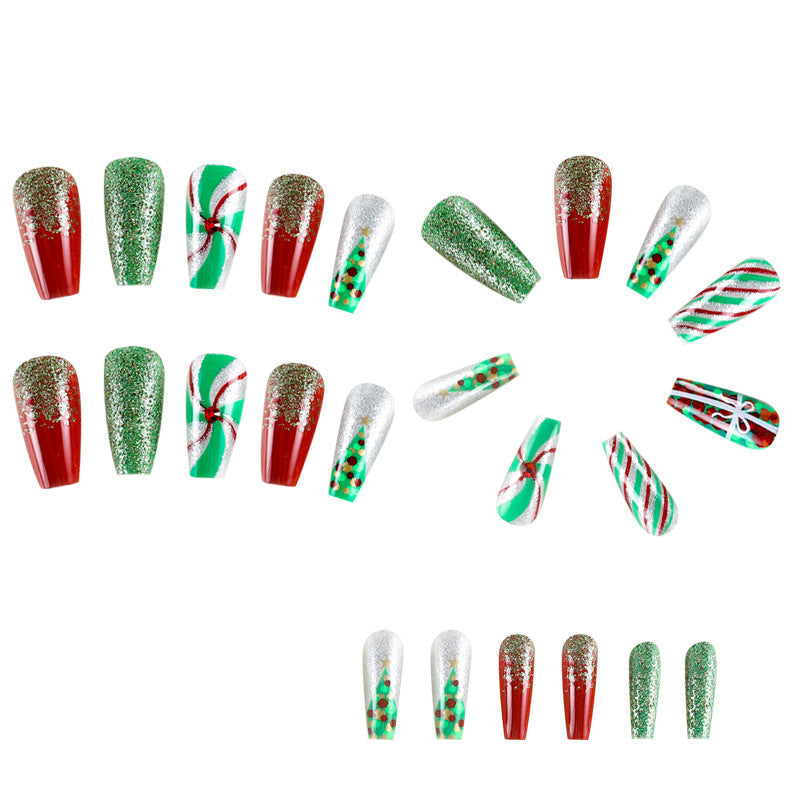 No.CM64 Christmas Tree Fingernails Patch 24pcs/Set