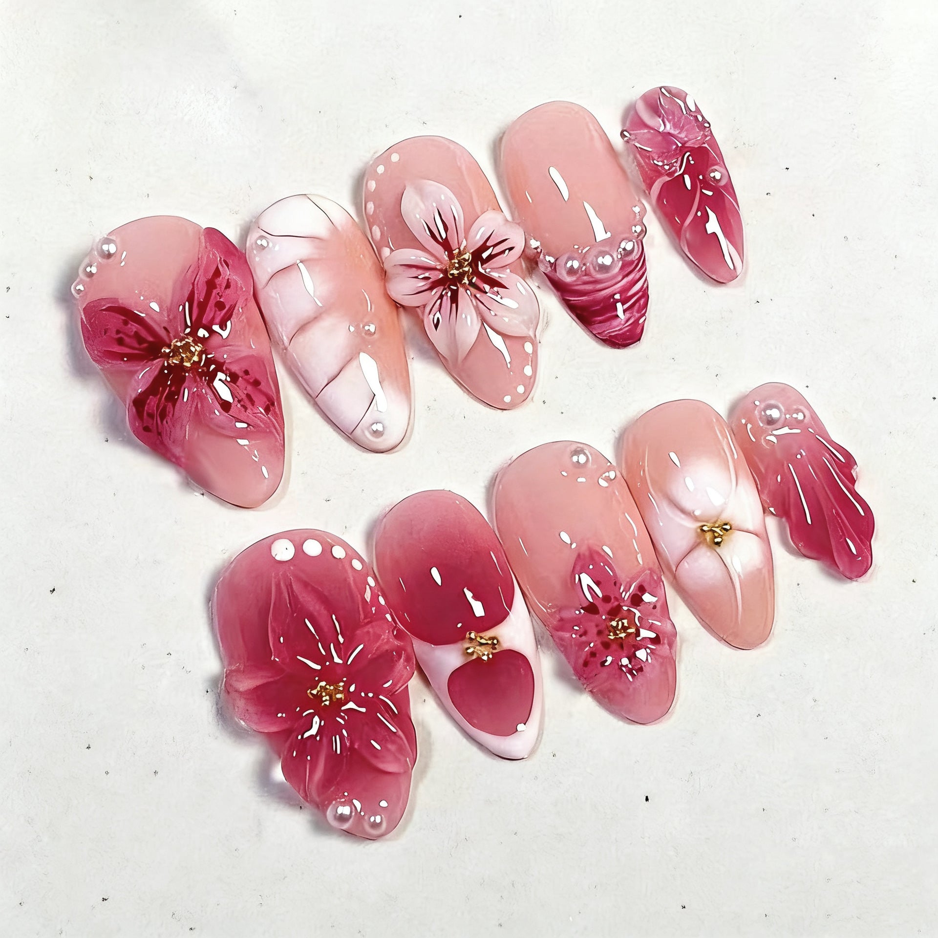 No.BH22 Flowers Fingernails Patch 24pcs/Set