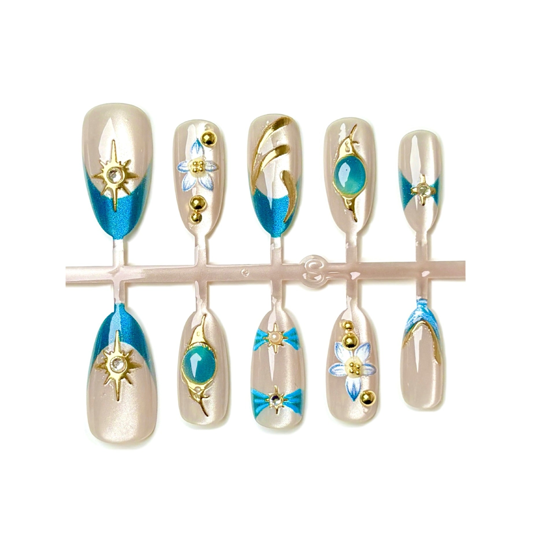 No.F804 Fashion Blue Fingernails Patch 24pcs/Set