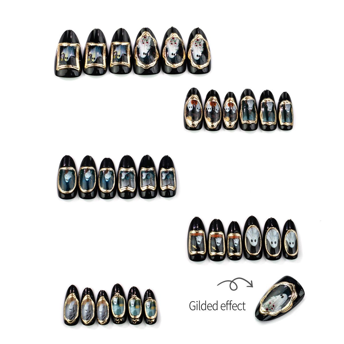 No.AW185 Halloween Dark Fingernails Patch 24pcs/Set