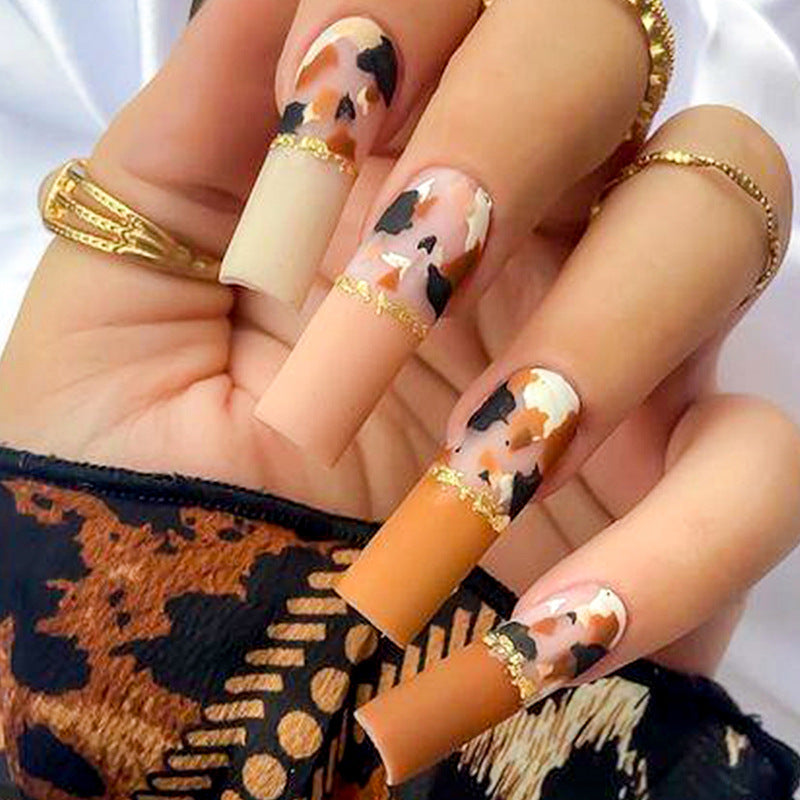 No.F549 Brown Fingernails Patch 24pcs/Set