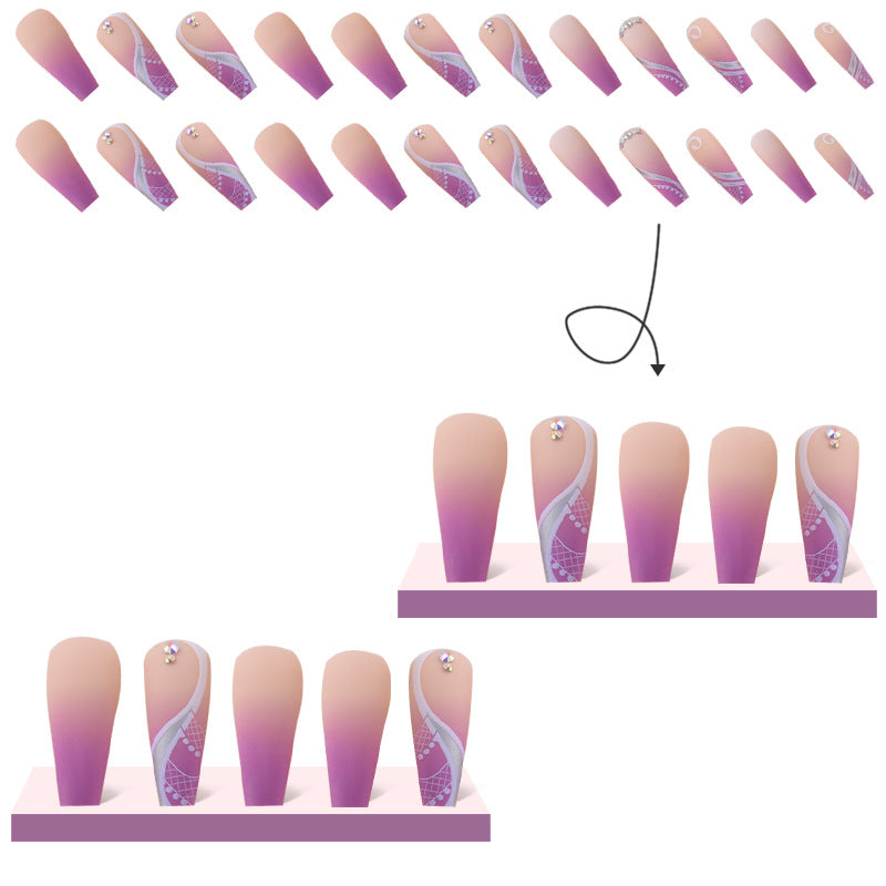No.F547 Purple Fingernails Patch 24pcs/Set