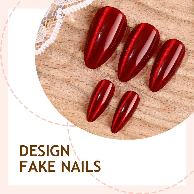 No.F559 Red Cat's Eye Fingernails Patch 24pcs/Set