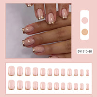 No.F42 Simple Gold Edge Short Fingernails Patch 24pcs/Set