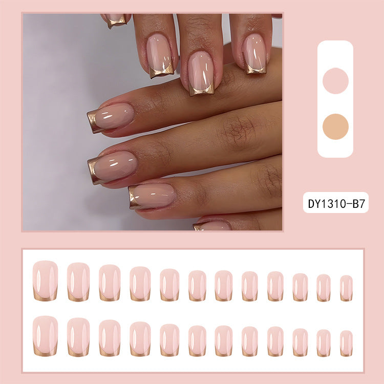 No.F42 Simple Gold Edge Short Fingernails Patch 24pcs/Set