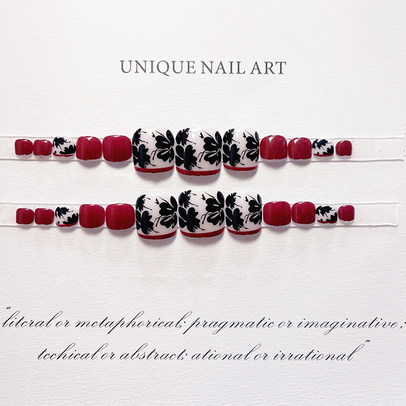 No.548 Black Leaves Toenails Patch 24pcs/Set