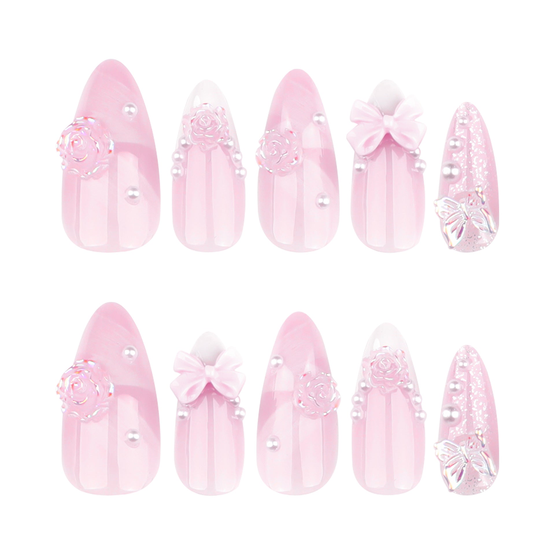 No.F634 Pink Butterfly Fingernails Patch 24pcs/Set