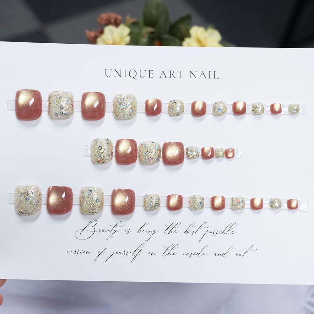 No.697 Pink Cat's Eye Toenails Patch 32pcs/Set