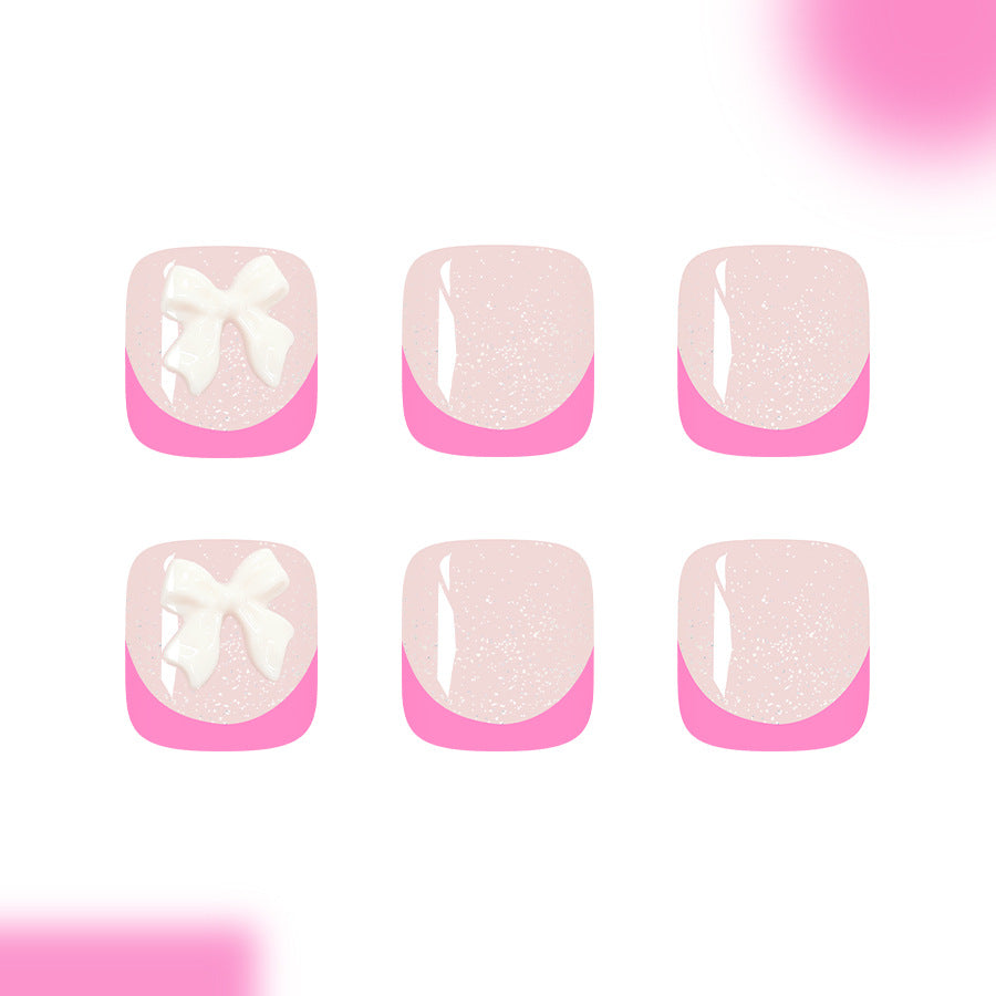 No.645 Pink BowToenails Patch 24pcs/Set