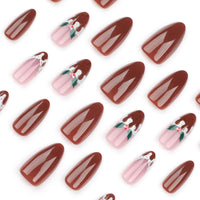 No.CM52 Christmas Brown Fingernails Patch 24pcs/Set