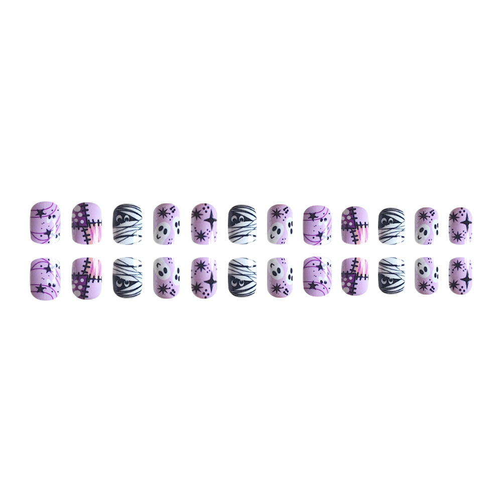 No.AW2 Halloween Mummy Ghost Fingernails Patch 24pcs/Set