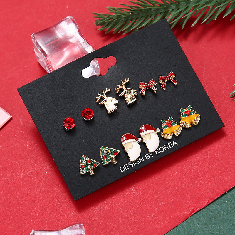 No.JR12 6 pairs/set Christmas Earrings Set