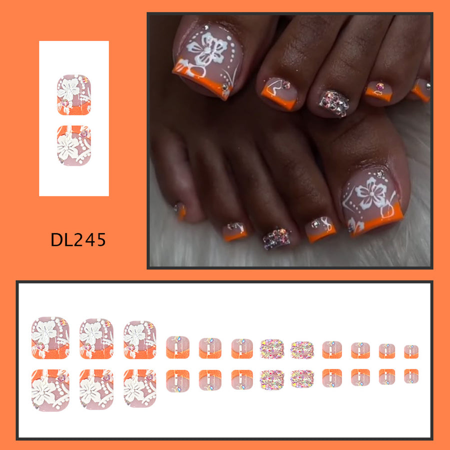 No.615 Orange Toenails Patch 24pcs/Set