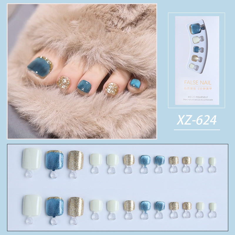 No.1 Glitter Cat Eye Press on Toenail Patch 24pcs/Set