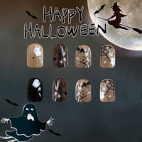 No.AW19 Halloween Black Ghost Bat Fingernails Patch 24pcs/Set