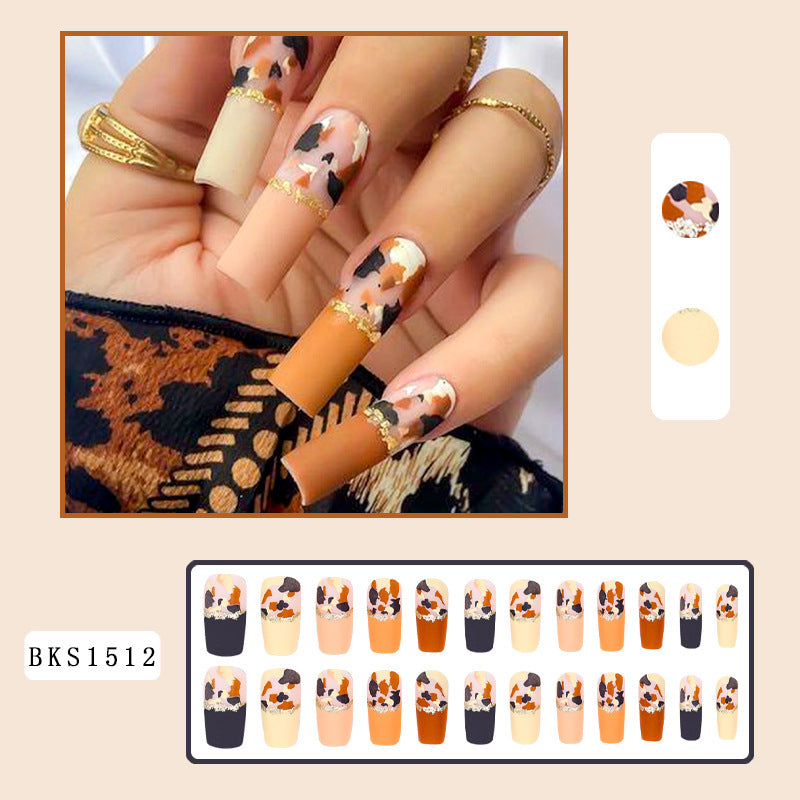 No.F549 Brown Fingernails Patch 24pcs/Set