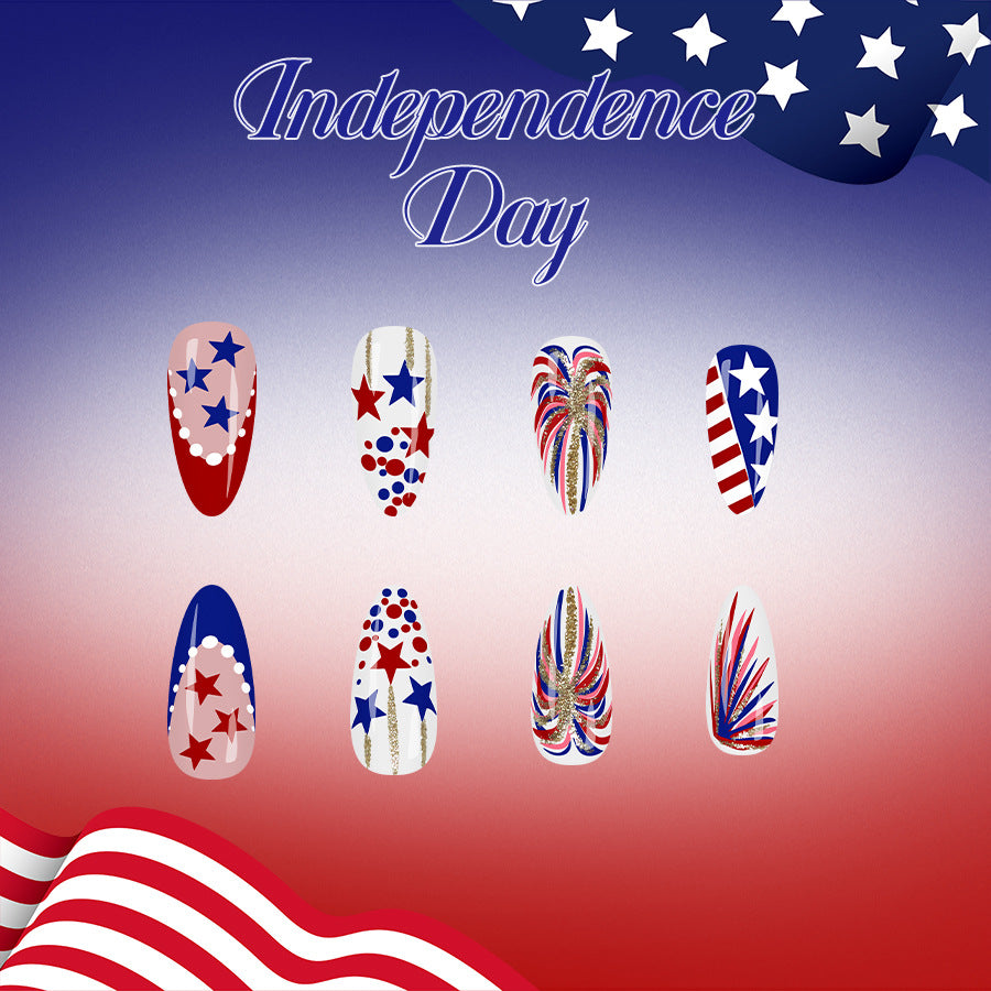 No.JNU4 Polka Dot Pentagram Fingernails Patch 24pcs/Set