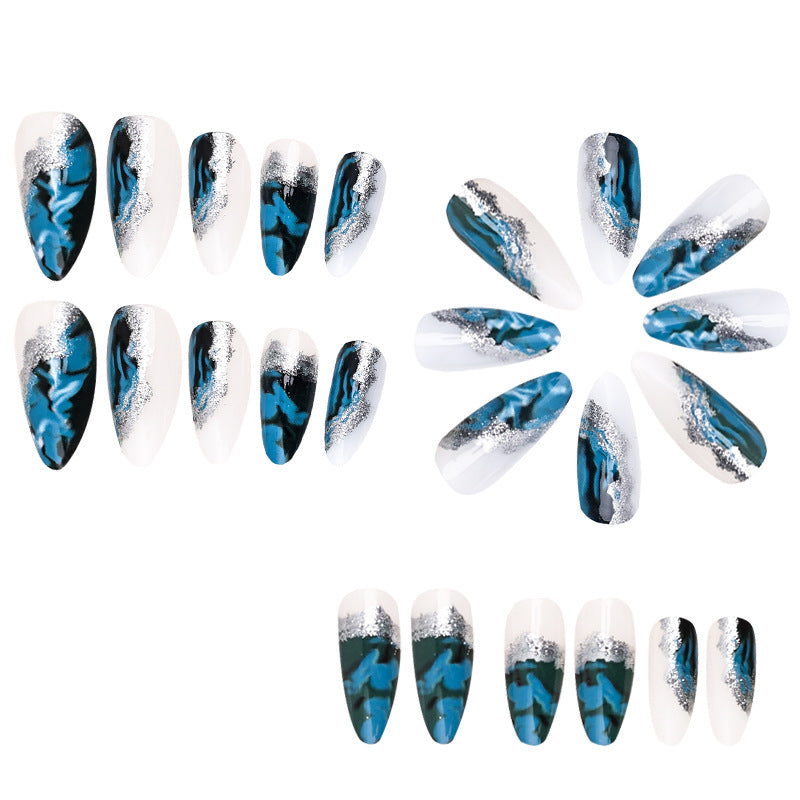 No.F213 Blue Smudge Fingernails Patch 24pcs/Set