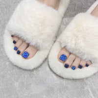 No.158 Blue Glitter Press On Toenails 24pcs/Set