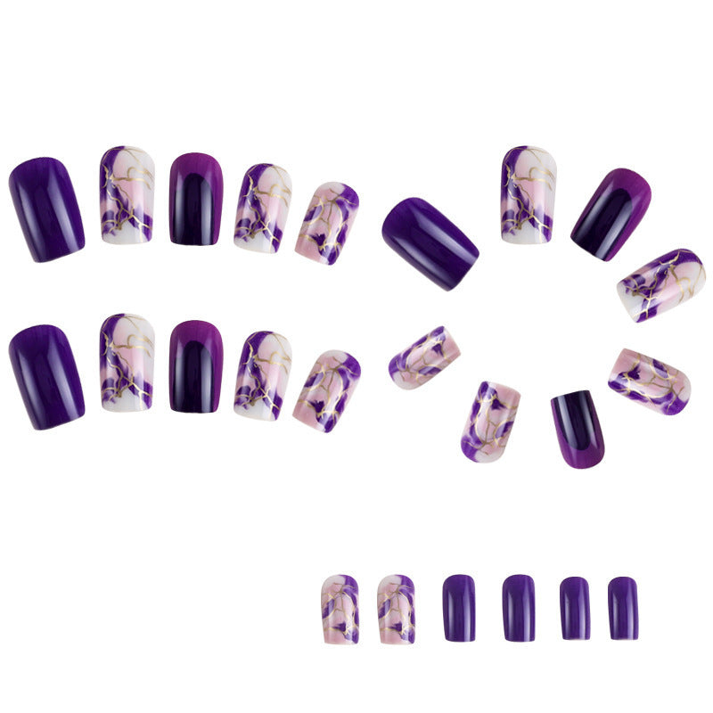 No.F212 Purple Fingernails Patch 24pcs/Set