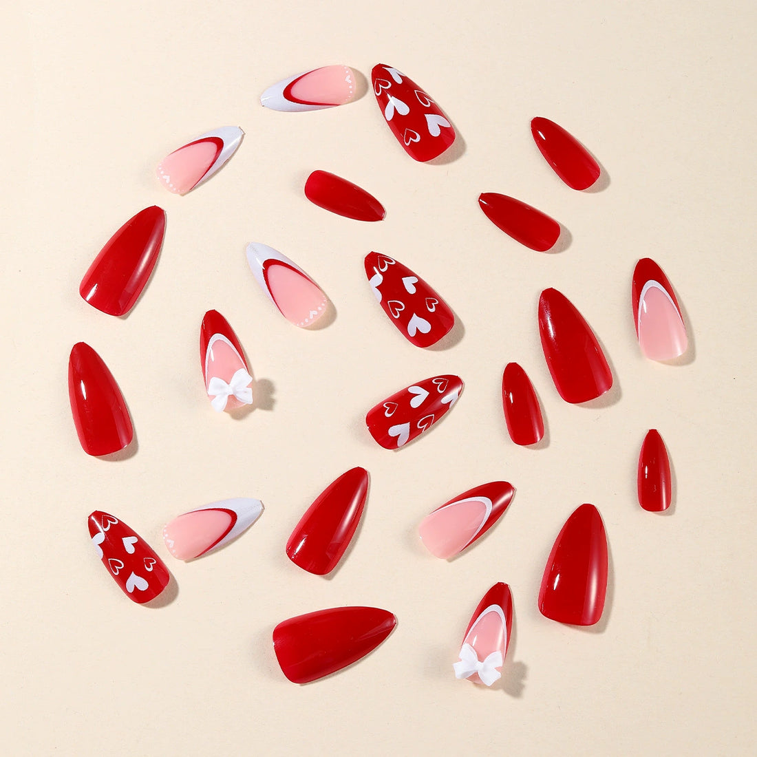 No.VN39 Love Bow Fingernails Patch 24pcs/Set