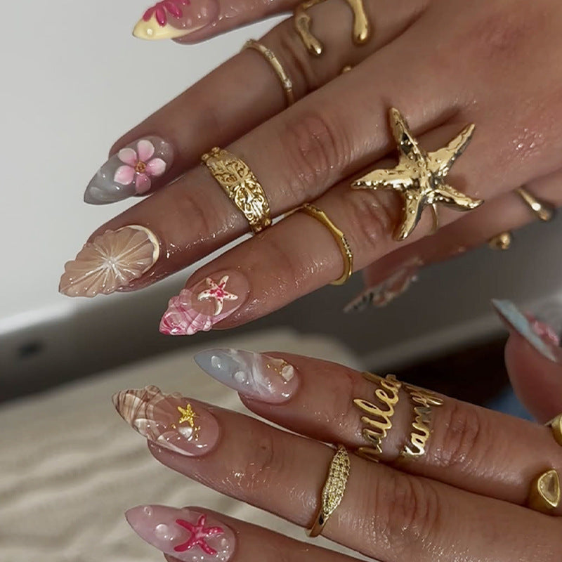 No.BH51 Beach Print Fingernails Patch 30pcs/Set