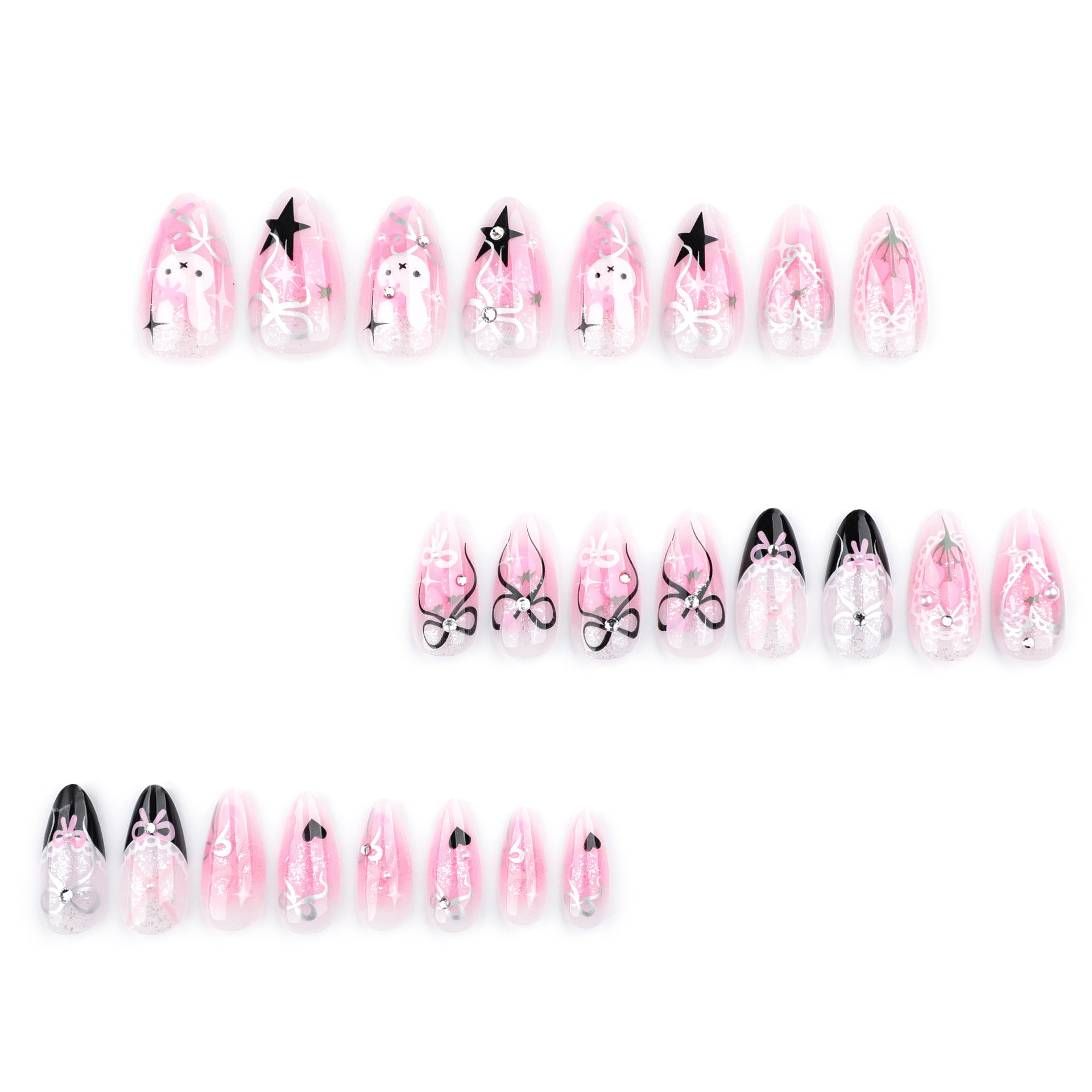 No.ET3 Flower Cute Rabbit Fingernails Patch 24pcs/Set