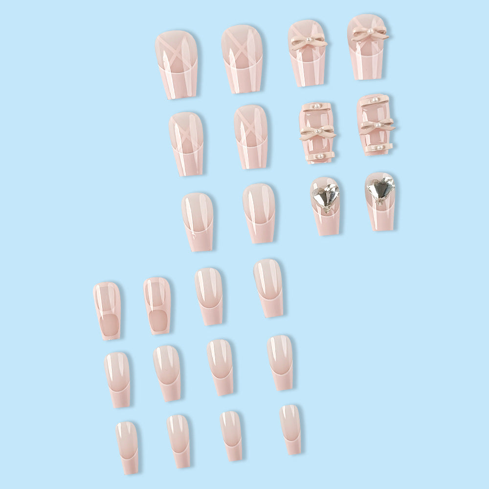 No.VN8 Pink Diamond Fingernails Patch 24pcs/Set