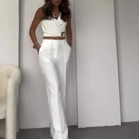 High Waist Wide Leg Pants Suit