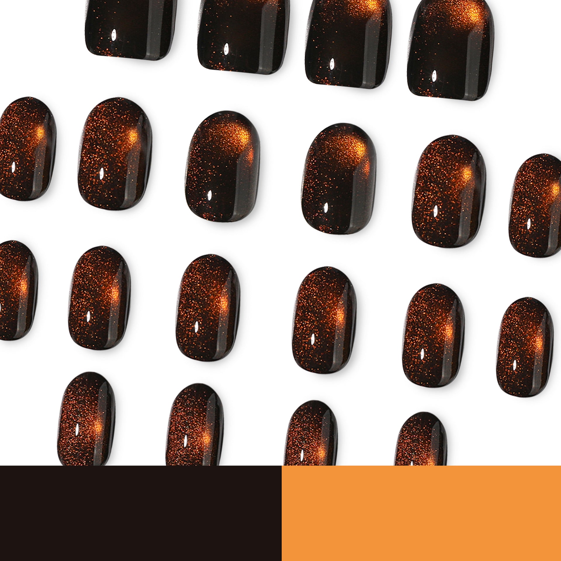 No.F863 Brown Cat's Eye Fingernails Patch 24pcs/Set