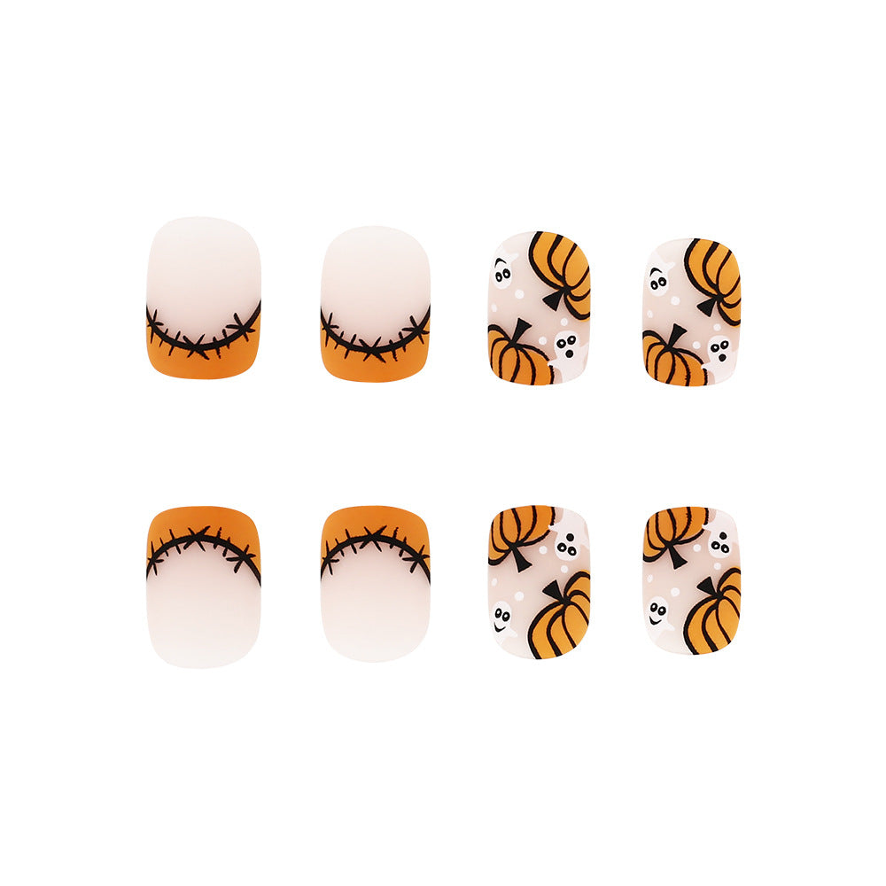 No.AW26 Halloween Pumpkin Fingernails Patch 24pcs/Set