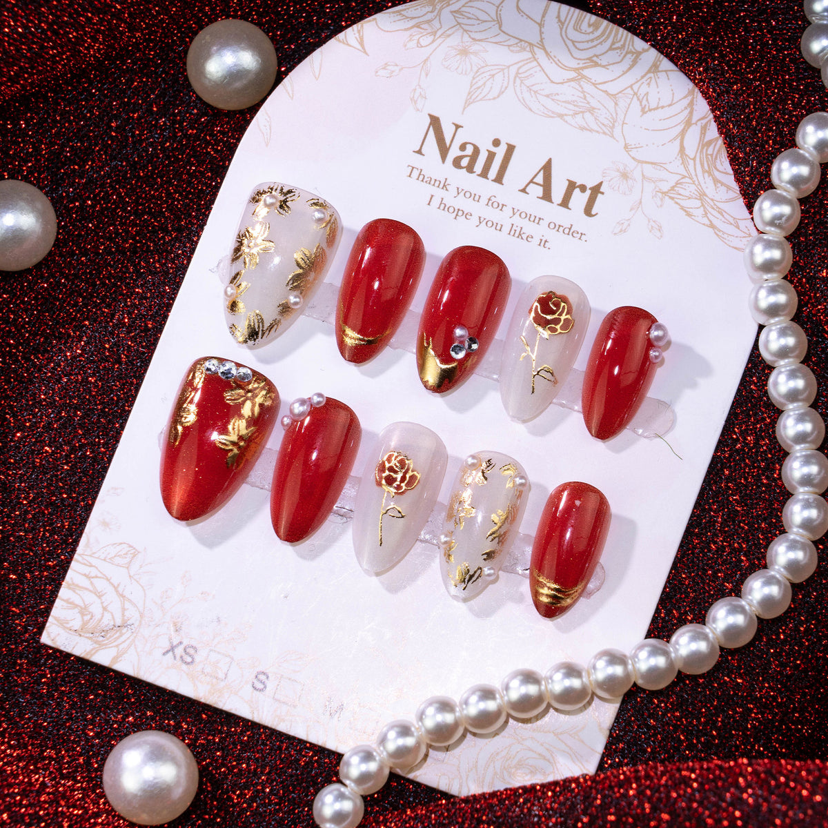 No.F817 Red Cat's Eye Fingernails Patch 30pcs/Set