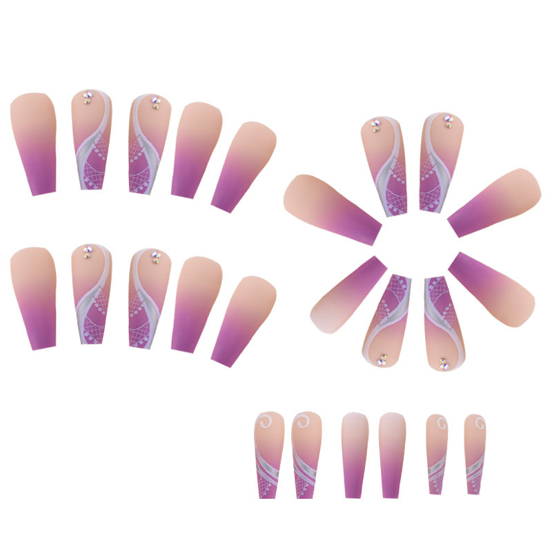 No.F547 Purple Fingernails Patch 24pcs/Set