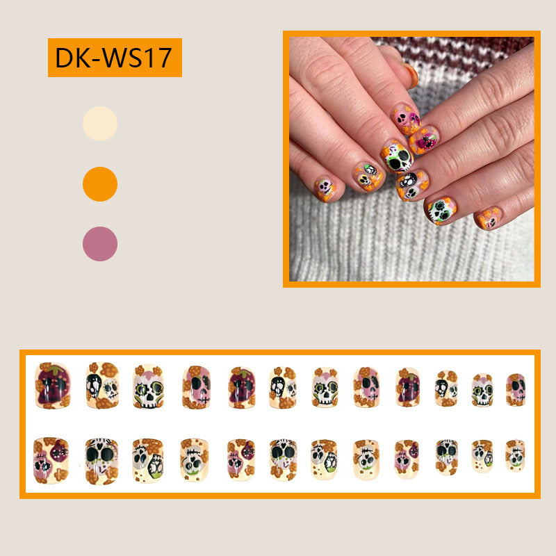 No.AW7 Halloween Colorful Skull Fingernails Patch 24pcs/Set