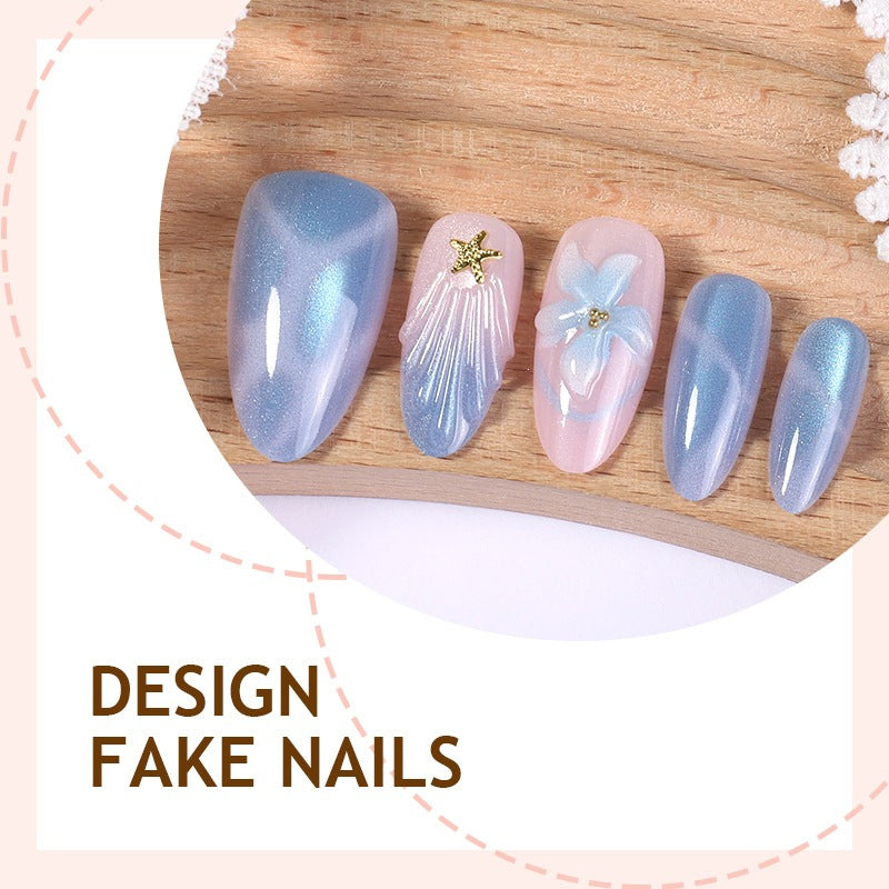 No.F615 Blue Cat's Eye Fingernails Patch 30pcs/Set