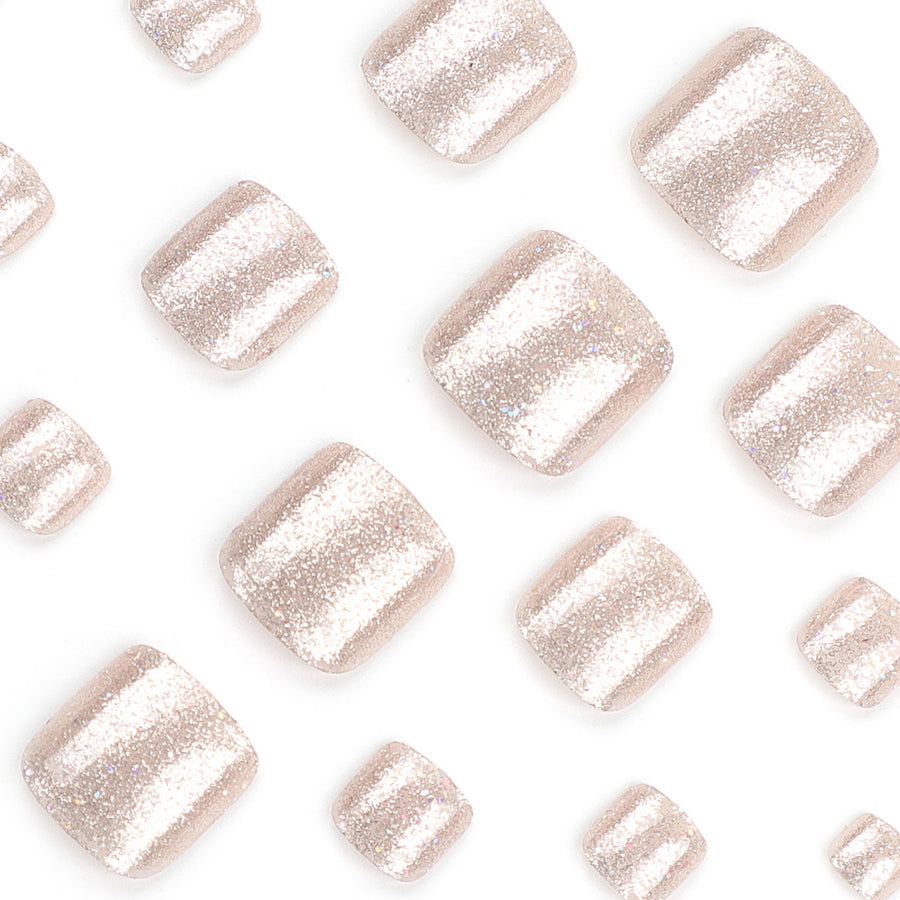 No.225 Champagne Glitter Toenails Patch 24pcs/Set