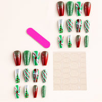 No.CM64 Christmas Tree Fingernails Patch 24pcs/Set