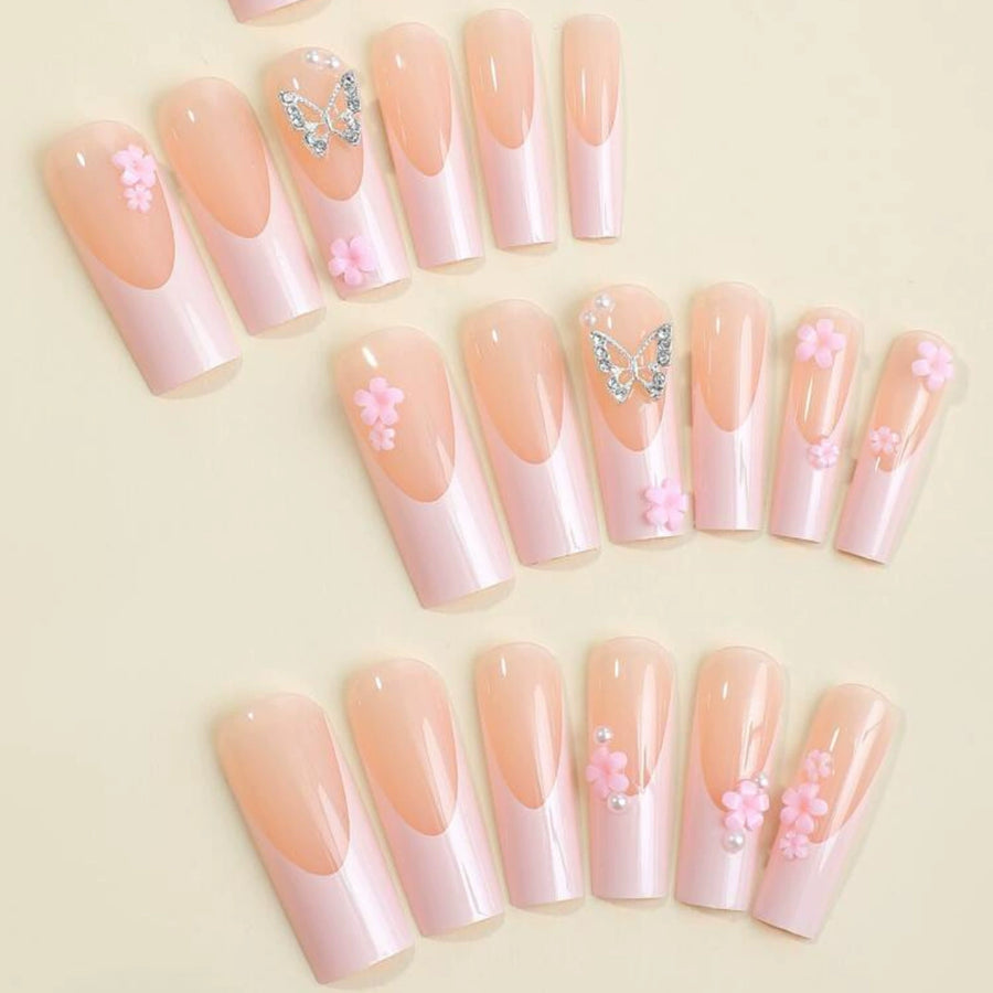 No.F266 Butterfly Flower Fingernails Patch 24pcs/Set