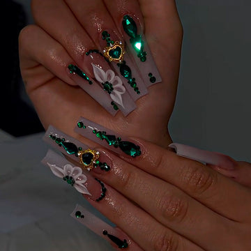 No.F470 Emerald Fingernails Patch 24pcs/Set