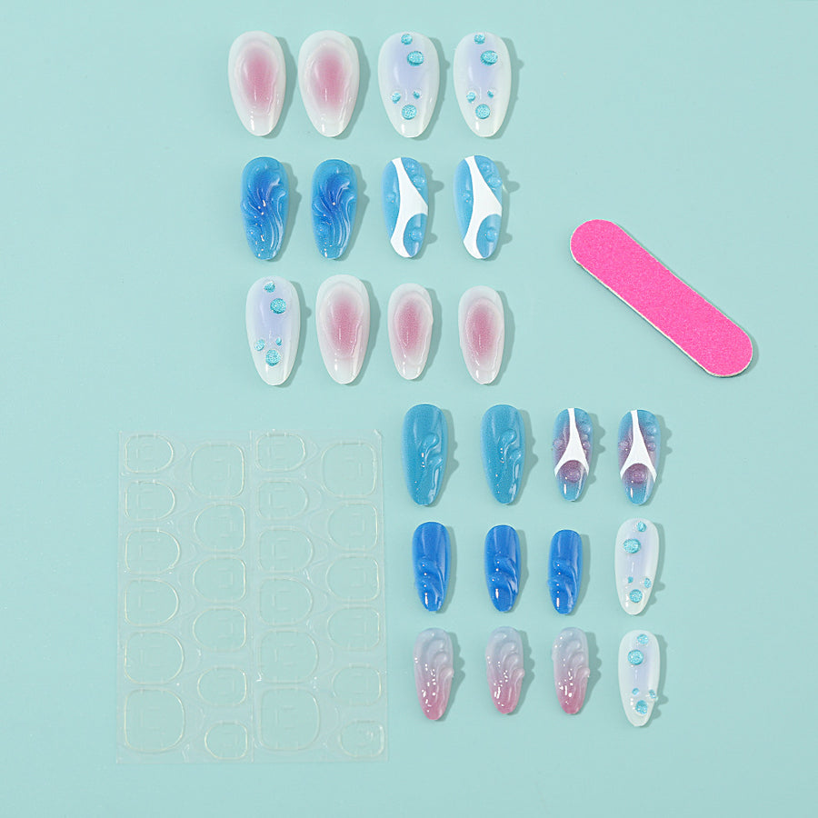 No.F477 Rippled Water Drops Fingernails Patch 24pcs/Set