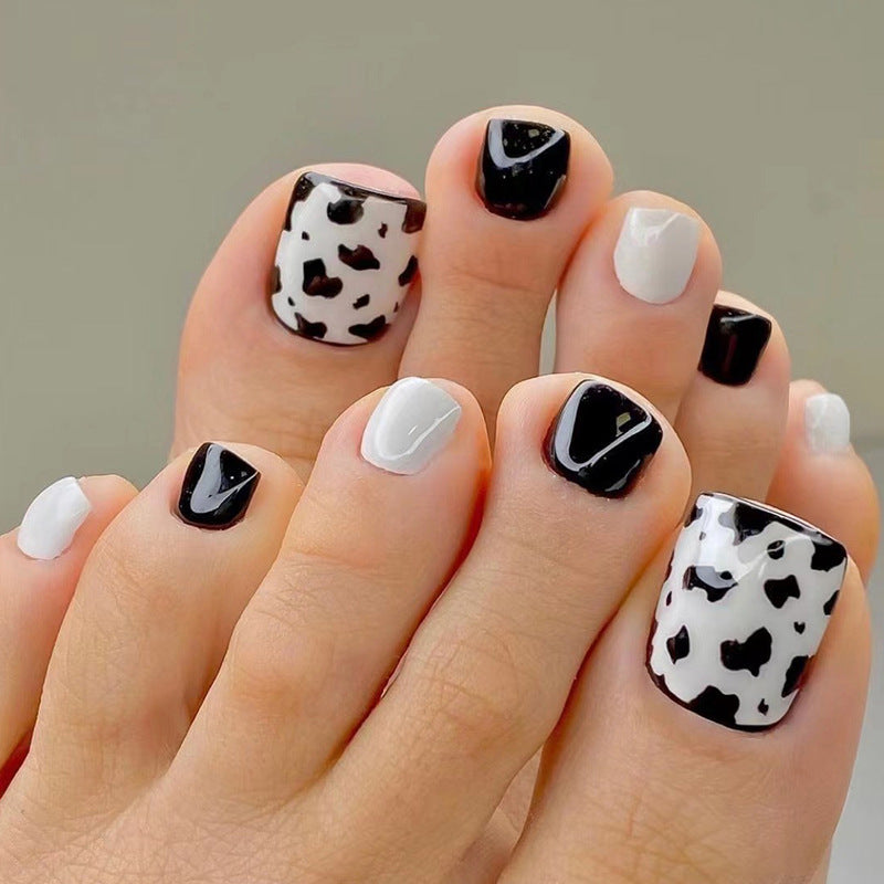 No.222 Black&White Leopard Print Toenails Patch 24pcs/Set