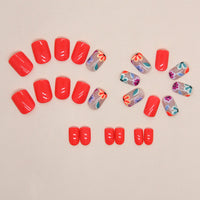 No.F83 Red Flower Fingernails Patch 24pcs/Set