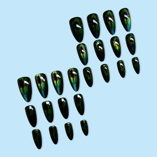No.PSN114 Green Cat's Eye Hand & Toe Pair Set-48pcs