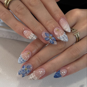 No.F436 Blue Ocean Waves Fingernails Patch 24pcs/Set